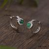 Pendientes de calcedonia de estilo corte nuevo de plata esterlina S925, pendientes circulares de diseño de estilo chino, fabricantes de alto sentido al por mayor