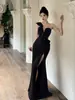 Vestido de Noche Sexy de Alta Gama con Volantes 2026 Elegante y con Estilo de un Solo Hombro para Anfitriona de Banquete, Modelo de Coche, con Abertura, Largo