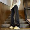 Pantalones vaqueros retro lavados de color amarillo barro para hombre, estilo americano, estilo de calle, rectos, largos, ajustados y a la moda.