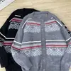 Trajes retrô Fair Isle para casal, nova coleção outono/inverno, suéter listrado de pelo sintético tipo vison, estilo relaxado e casual, cardigã de tricô de corte amplo