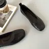 Zapatos de mujer de estilo coreano, cuadrados, poco profundos, sin cordones, retro y modernos, de suela plana, cómodos, de cuero suave, tipo "abuela", para ir al trabajo
