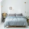 Funda de Edredón Doble de Algodón Estilo Japonés Algodón Lavado Funda de Almohada Pieza Única Color Sólido Individual Doble Dormitorio de Estudiantes Ropa de Cama de Algodón