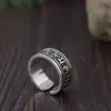 Anillo de Mantra de Seis Palabras Retro de Tendencia Nacional, Anillo Abierto Ajustable Unisex con Estilo Étnico, Anillos de Pareja para Hombres