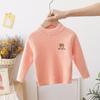 Camiseta de Malha Base para Meninos e Meninas Outono e Inverno 2025 Malha Macia de Cor Pura Infantil Gola Alta Meia Elástica Top
