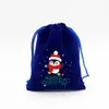 Fornecimento Direto Transfronteiriço Saco de Presente de Doce de Natal de Veludo Azul Pacote de Lanches Saco de Armazenamento Embalagem de Presente de Maçã de Natal