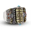 Anillo de Seis Caracteres de Palabras Verdaderas para Hombre Personalidad Trendy Retro Anillo Individual Giratorio Retro Anillo de Personalidad Tendencia
