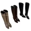 Botas Holgadas Cuadradas de Piel de Vaca Vintage para Mujer, con Aumento de Altura, para Pantorrilla Ancha, Adelgazantes, de Cintura Alta, Estilo Caballero