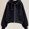 Sudadera con Capucha y Cremallera Fina Nueva Primavera y Otoño Estilo Harajuku Nicho Pequeña Holgada Top Chaqueta Moderna Mujer