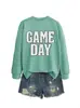 Sudadera casual cómoda versátil para mujer, con lunares, cuello redondo, manga larga, para día de juego, para comercio exterior
