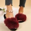 Pantuflas de Piel Sintética de Zorro Transfronterizas de Amazon para Mujer Otoño e Invierno Nuevas Pantuflas de Felpa Pantuflas Antideslizantes para Mujer