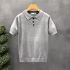 Camiseta tipo polo de manga corta de color liso para hombre, estilo retro japonés old money, top de punto casual y elegante para el verano, para ir al trabajo