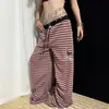 Pantalones casuales de rayas estilo retro americano, unisex, diseño cleanfit, versátiles, con bordado, corte holgado, estilo pierna ancha, modernos