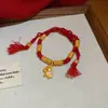 Pulseira de Cavalo com Fio Vermelho Trançado e Gotejamento de Óleo, Nova Pulseira Estilo Chinês Retrô Estilo Nacional Ano do Zodíaco, Joia de Luxo Leve de Alta Qualidade para Mulheres