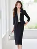 2025 Nuevo Atuendo de Negocios Otoño e Invierno Traje Azul Claro Traje para Mujer Petite Traje de Dos Piezas de Alta Gama Falda