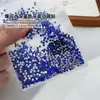 Azul Escuro Fundo Plano Manicure de Diamante Explosão de Diamante Azul Klein Fundo Plano Pequeno Diamante Redondo Azul Safira Strass de Vidro Joia de Unha