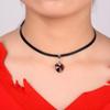 Amazon Ins Dulce y Lindo Hecho a Mano Corazón Rojo con Esmalte Goteante Corazón Melocotón Fresco Plata Esterlina Collar Corto Cadena Clavícula para Mujer