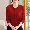 Blusa de Tricô Outono/Inverno da Mamãe Peça de Roupa Externa Camada Base Solta Tamanho Plus Gola Redonda Moda Outono/Inverno Suéter para Mulheres