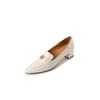 Zapatos de tacón alto de cuero Camelia negra Yingmei para mujer, tacón grueso de primavera, punta fina, boca media de cuero, suela blanda, estilo coreano, zapatos de tacón medio