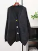 Cardigan de Tricô Solto com Lantejoulas e Flor Tridimensional Estilo Coreano Novo Outono 2026 Casaco Suéter de Comprimento Médio para Mulheres