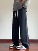 Calça de Moletom Cinza Estilo Americano Masculina Primavera Outono Inverno 2024 Nova Marca de Moda Calças Casuais Largas Retas Calças Esportivas