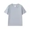 Primavera y verano nuevo 230g algodón camiseta infantil manga corta cuello redondo al por mayor marca de moda ropa infantil algodón liso diario corto t
