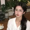 Gafas Ovaladas de Aspecto Natural Estilo Coreano para Mujer, Disponibles con Lentes Graduados, Monturas de Gafas de Moda Estilo Retro Japonés