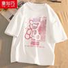 Camiseta infantil de manga curta, nova coleção verão 2022, grande, infantil, estilo ocidental, desenho animado, algodão, meia manga, blusa infantil da moda