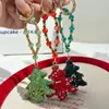 Cadena para Teléfono Móvil de Árbol de Navidad Atmosférico Colgante Personalizado Hecho a Mano con Perlas de Diamante Completo Regalo de Navidad Accesorio Versátil Llavero