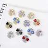 Joias de Liga Colorida Pingente de Trevo de Quatro Folhas com Pétalas de Coração Incrustadas de Diamante Brincos Studs Brincos de Pressão Colar Acessórios de Moda DIY