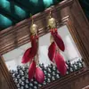 Brincos Longos de Pena Boêmios, Brincos de Franja para Fotografia de Viagem, Acessórios Personalizados para Moldar o Rosto de Yunnan, Joias para Orelha