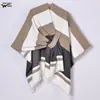 Xale Casual com Pintura a Tinta para Mulheres, Jaqueta Capa Elegante e Fashion, Cachecol Elegante de Imitação de Caxemira para Outono e Inverno