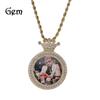 Colar Pingente de Foto Redondo Coroa Fofa Novo Hip-Hop para Mulheres Estilo Ins Cobre Prateado Zircônia Incrustada Joia Personalizada