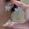 Pinzas para Orejas de Mariposa Super Brillantes Incrustadas de Diamantes, Ganchos para Orejas, Pendientes Integrados con Borla de Estrella de Zirconia, Pendientes de Gama Alta Sin Perforación, Venta al por Mayor