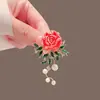 Broche Flor de Peônia Estilo Chinês Broche Flor de Pérola Retro de Luxo para Mulheres Acessórios de Corsage para Roupas de Alta Costura
