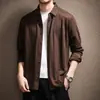Camisa modal texturizada retro de alta gama para hombre, nuevo estilo de otoño, marca de moda, camisa casual holgada estilo 'old money'