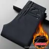 Calça Casual com Forro de Lã para o Inverno Masculina de Veludo Cotelê Espesso Cor Sólida Esportiva Slim-Fit Moda Versátil Calça Reta