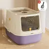 Bandeja de arena grande completamente cerrada para gatos, antiolor, anti salpicaduras, inodoro para gatos con tapa, fábrica mayorista de suministros para mascotas para gatos