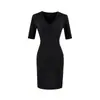 Vestido ajustado de manga media con cuello en V para mujer, nuevo de verano elegante, ceñido a la cintura, ajustado, que estiliza la figura, base casual, falda corta