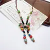 Colar de contas de cerâmica colorida Moda Retro Novo Estilo Chinês Personalidade Colar Longo Camada Dupla Colar Colar Avançado Atacado