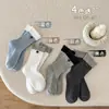 Calcetines para niños, calcetines para bebés de niño y niña, bloques de color, calcetines de media caña para todas las estaciones, estilo nuevo, algodón peinado, calcetines apilados de doble costura