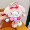 Lazo para el cabello de Kuromi Cuerda para el cabello para niños Lindo Sanrio Lana Dibujos animados Tendones de goma Accesorios para el cabello de niña con bola de cola de caballo