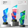 Troféu de Cristal de Alto Padrão Personalizado Estrela de Cinco Pontas Criativa Impressão Colorida Reunião Anual da Empresa Funcionário Destaque Souvenir Honorário