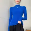 Otoño e Invierno nuevo sin costuras primera línea Ropa suéter de cachemira para mujer ajustado de cuello alto medio suéter ajustado de punto camisa básica