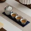 Conjunto de Chá Cerâmico de Viagem com Flores de Cerejeira Pintadas à Mão, Uma Bule e Três Xícaras, Conjunto de Chá Kung Fu Portátil para Exterior