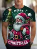 Camisetas Exclusivas Transfronteiriças Europeias e Americanas de Verão de Manga Curta com Impressão 3D Véspera de Natal Natal Camisetas Casuais Soltas Masculinas e Femininas