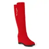 Nuevas botas de gamuza para mujer de otoño e invierno plataforma interior tacón de cuña botas casuales botas altas de jinete 33-44 talla grande botas de comercio exterior