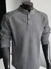 Nova camiseta masculina de manga longa, gola Henley, casual de negócios, camada base, gola alta, forrada com fleece, moletom quente, disponível em preto e cinza