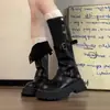 Botas largas para mujer 2026 nueva primavera y otoño suela gruesa hasta la rodilla caña ancha retro felpa moda botas de montar