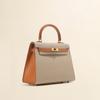 Bolso Kelly de Piel Cosida de Gama Alta con Estampado de Palma y Bloques de Color, Nuevo Modelo 2026 Bolso de Mano para Mujer de Piel Genuina, Bolso de Hombro, Bolso Cruzado