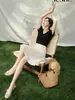 Falda Midi de Corte A Única y Elegante de Feiyuan para Mujer, Nueva Moda de Verano, Falda de Satén con Estampado de Lunares Simple y Versátil